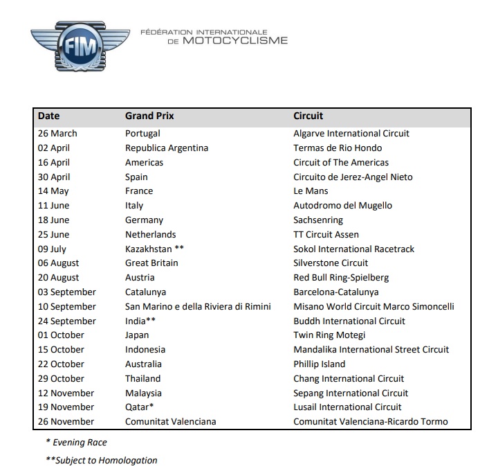 MotoGp kalendar 2023 provizorni 2